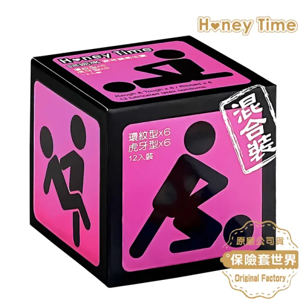 Honey Time【來自全球第一大廠】保險套 紫色_虎牙顆粒型+環紋型/12入：圖片 3